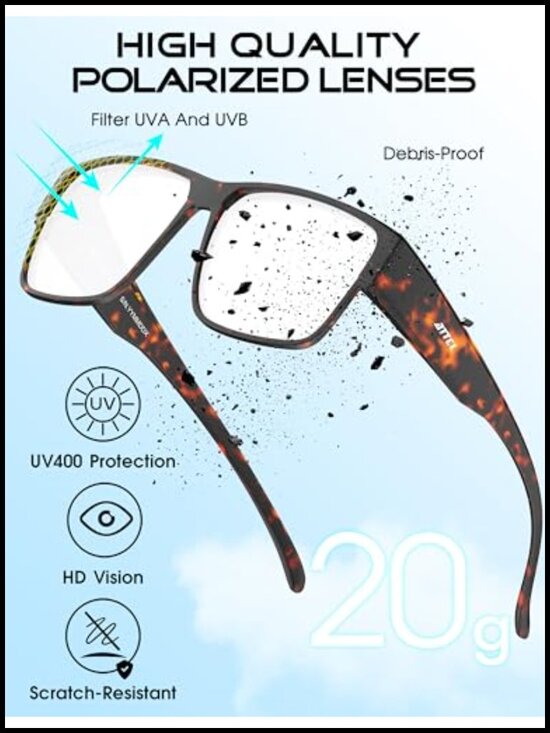 Polarized Fit Over Sunglasses Oversized Square UV400 Driving Fishing TR90 Frame main image 4